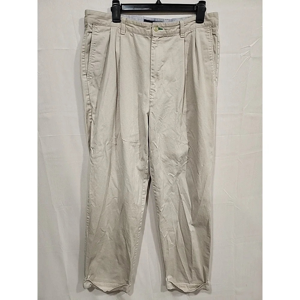 Tommy Hilfiger Dress Pants Mens 36x32 Khaki, 100% Cotton Jeans 4 Pocket